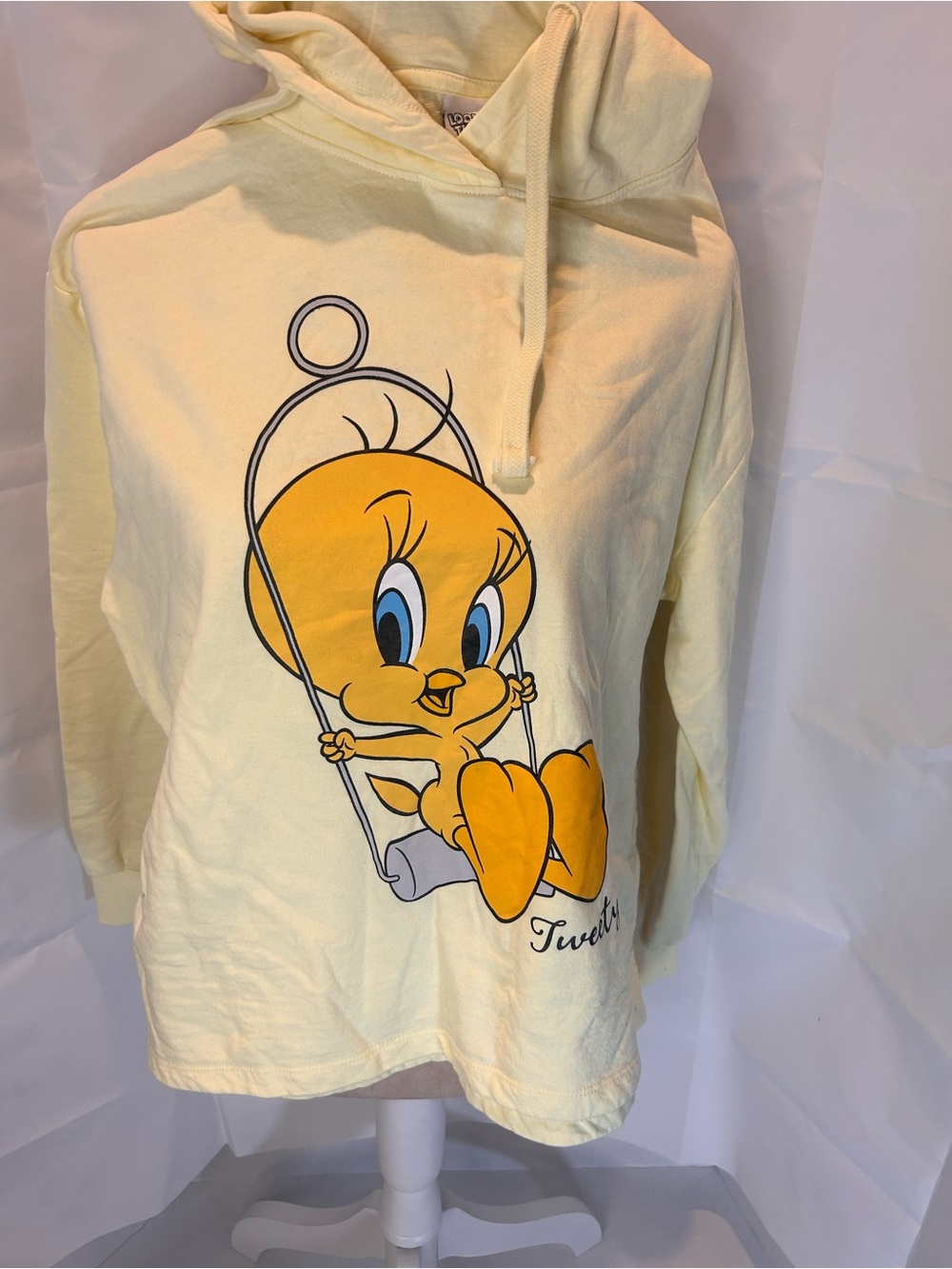 Women’s Tweety Yellow Hooded Sweatshirt - Cartoon Graphic
